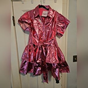 Amazing Pink Metallic Shirt Dress